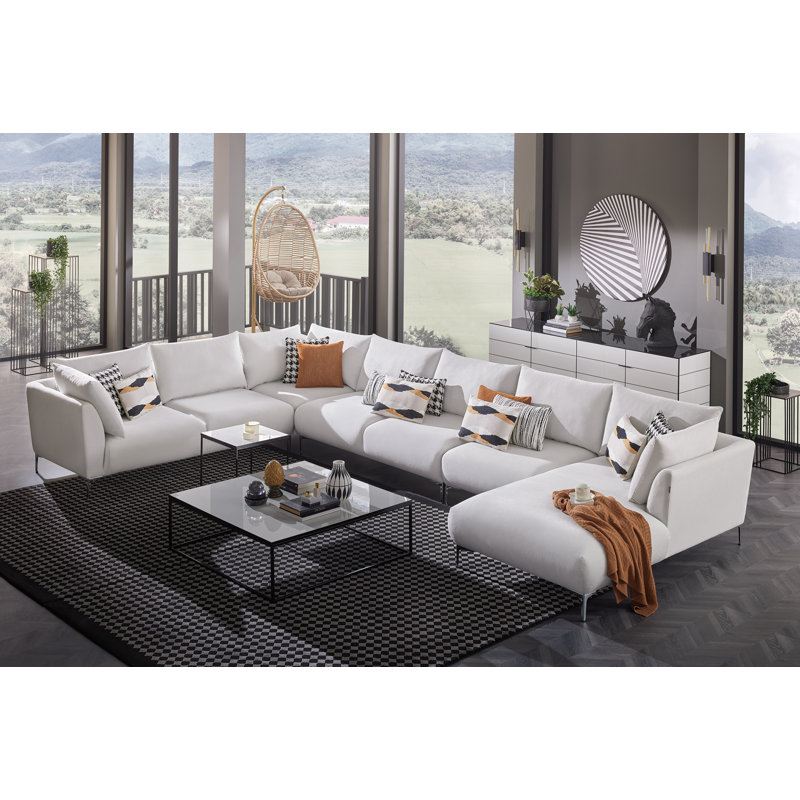 Composant de canapé modulaire large de 34,25 po Dionte, Polyester blanc