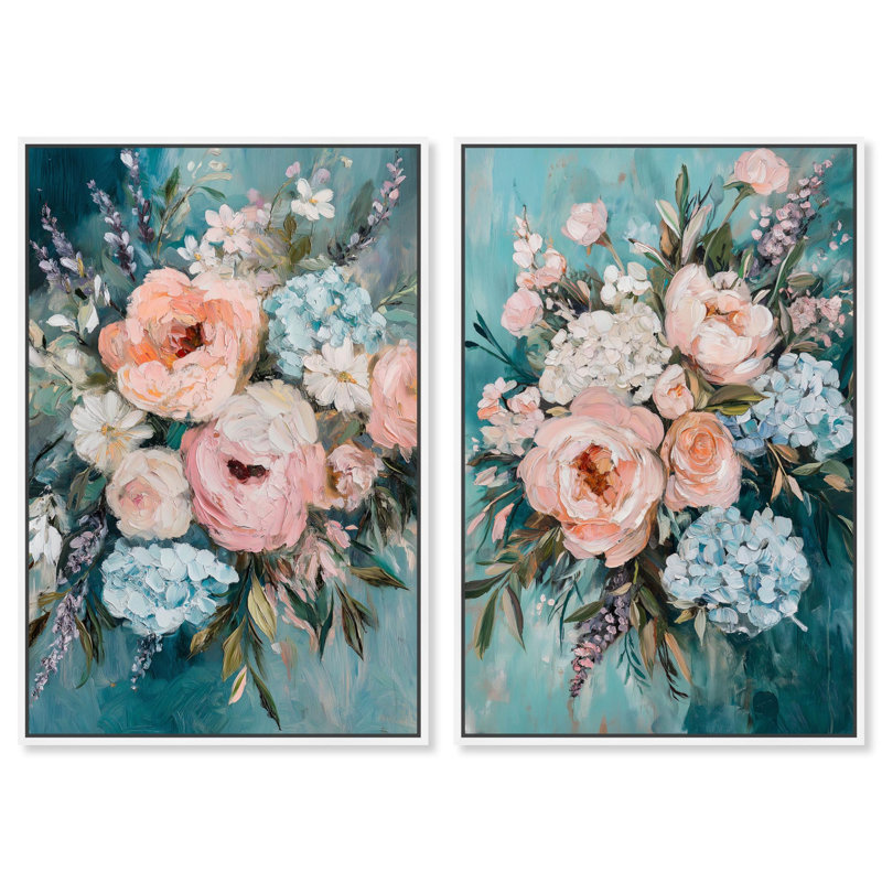 «Blush Pink Whimsy Set», reproduction acrylique sur toile par Art Remedy, H 45 po x l 30 po