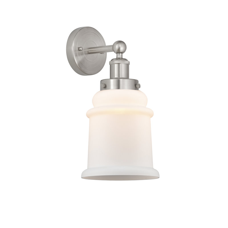 Applique murale à bras en acier 1 lumière Chepachet, Blanc mat, Nickel satiné brossé