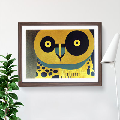 Golden Abstract Owl - Framed Print