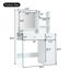 Meuble-lavabo avec miroir et 3 modes d'éclairage, meuble-lavabo avec plateau en verre et tablettes de rangement-118032966
