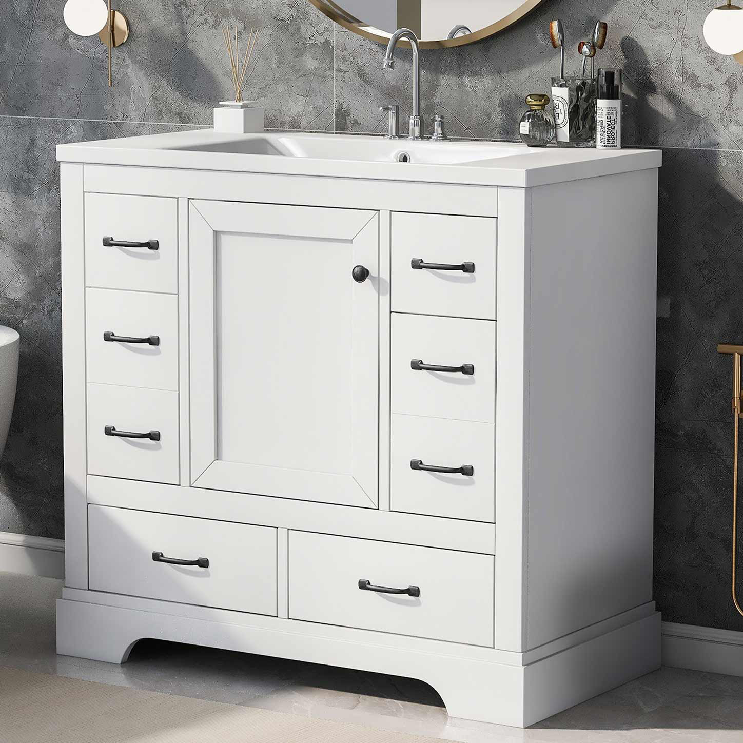 Winston Porter Kristoper 36 Single Bathroom Vanity With Ceramic Top