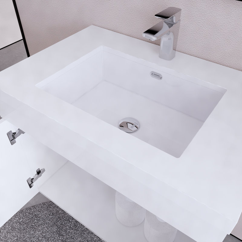 Foushee 29.53'' Single Bathroom Vanity with Acrylic Top, White, 30"