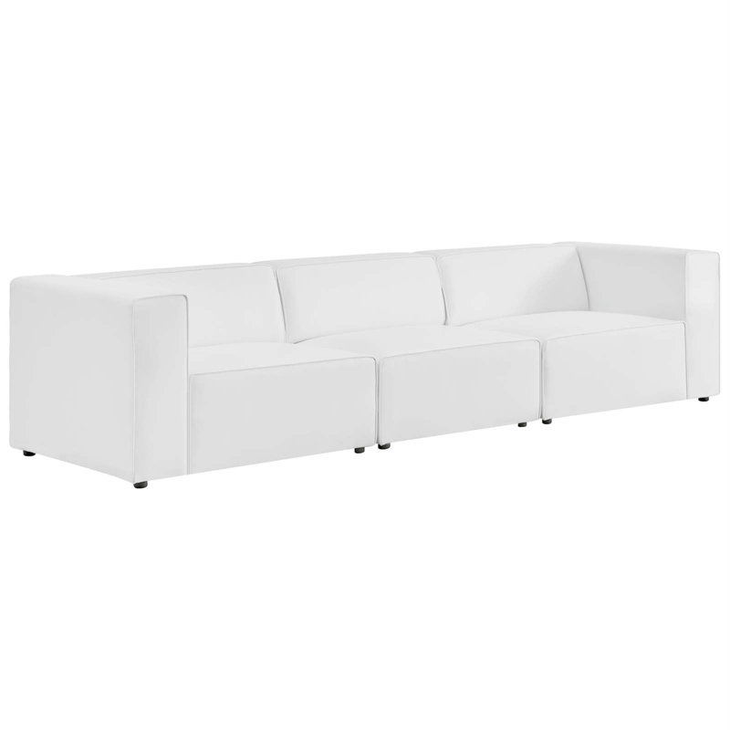 Canapé modulaire en cuir 3 pièces Mingle, Simili cuir blanc