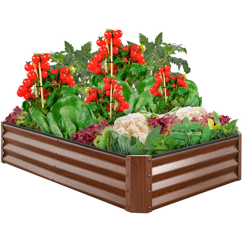 Rollon Metal Raised Garden Bed, Brown
