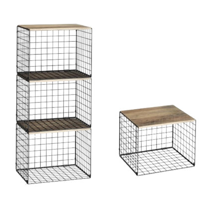 Set Of 3 Stackable Closet Shelf Organizers With Top Board