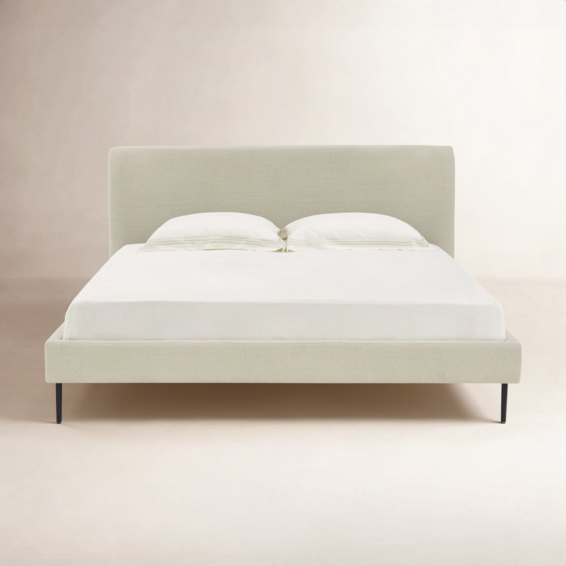 Venedy Upholstered Wingback Bed, King, Cream
