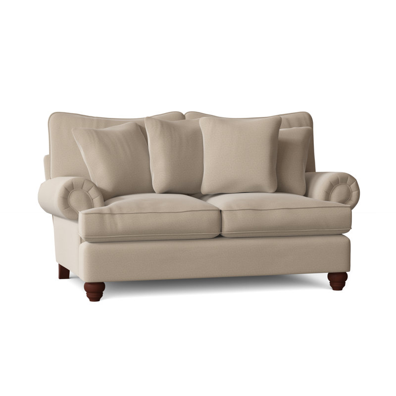 Causeuse à accoudoirs roulés avec coussins réversibles 74 po Kamali, Chenille performance beige Craftwood 10, Non, Manhattan