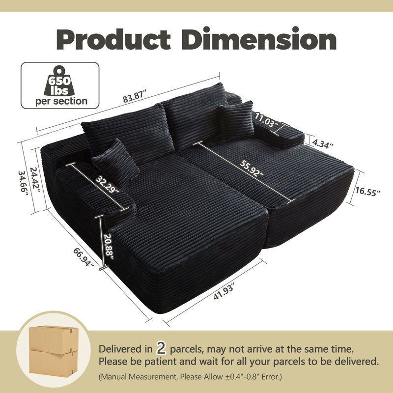 83.87" Latitude Run® Sleeper Sofa with Dual Mattress