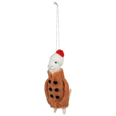 Ornement garçon souris avec manteau, feutre