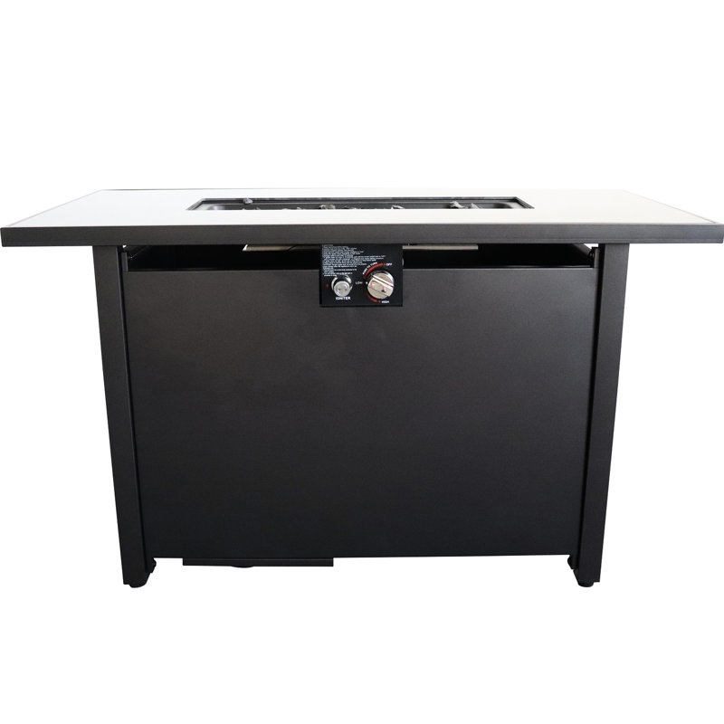 50000Btu Outdoor Fire Table, Steel, Black, 25" X 42" Structure Black Fireplace Height, Width,