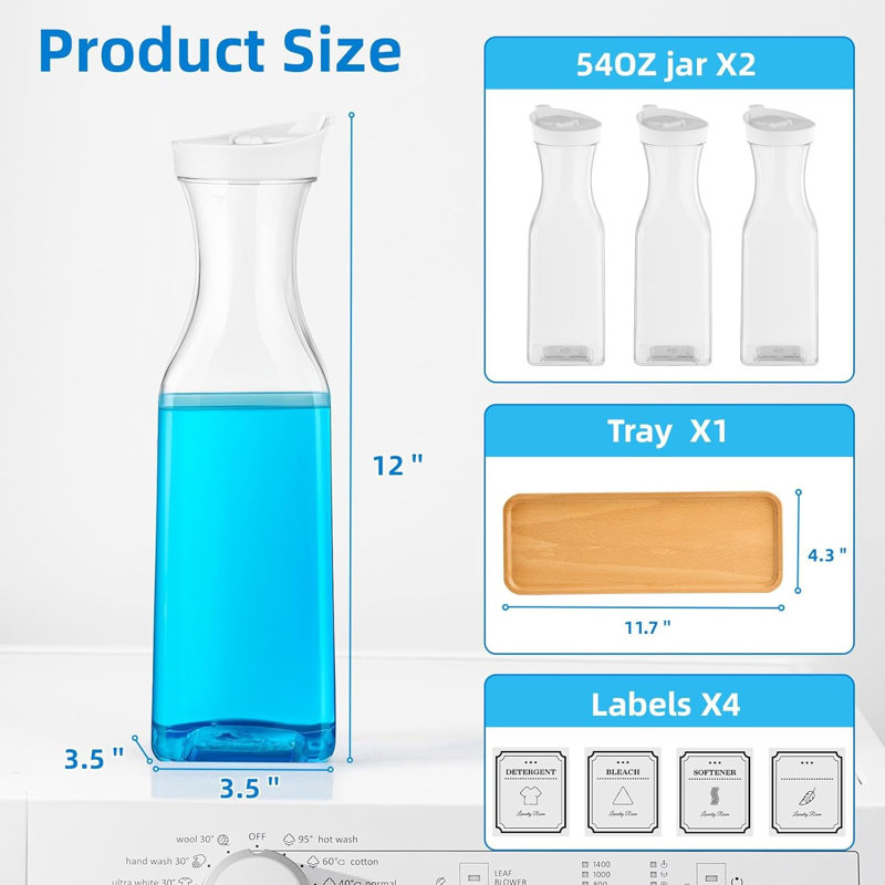 Distributeur de détergent à lessive 54 oz avec plateau