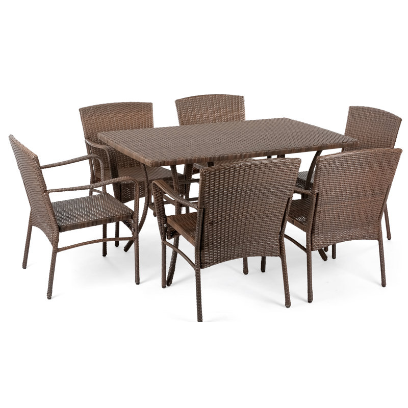 Ensemble repas 7 pièces pour jardin extérieur Rebbeca