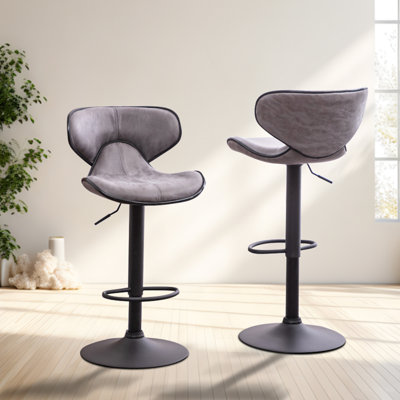 Furniture Cushioned Leatherette Upholstery Airlift Adjustable Swivel Barstool Set of 2 -  KINVOP, SZ7P4PXZ092XZ