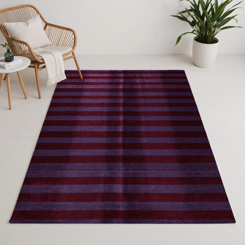 HorizontalStripes Red Indoor and Outdoor Area Rug, Rectangle 3' x 5'