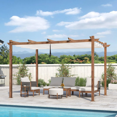 Pergola rétractable d'extérieur mauve 10 'x 10' avec abat-jour en métal pour abri de soleil pour jardin