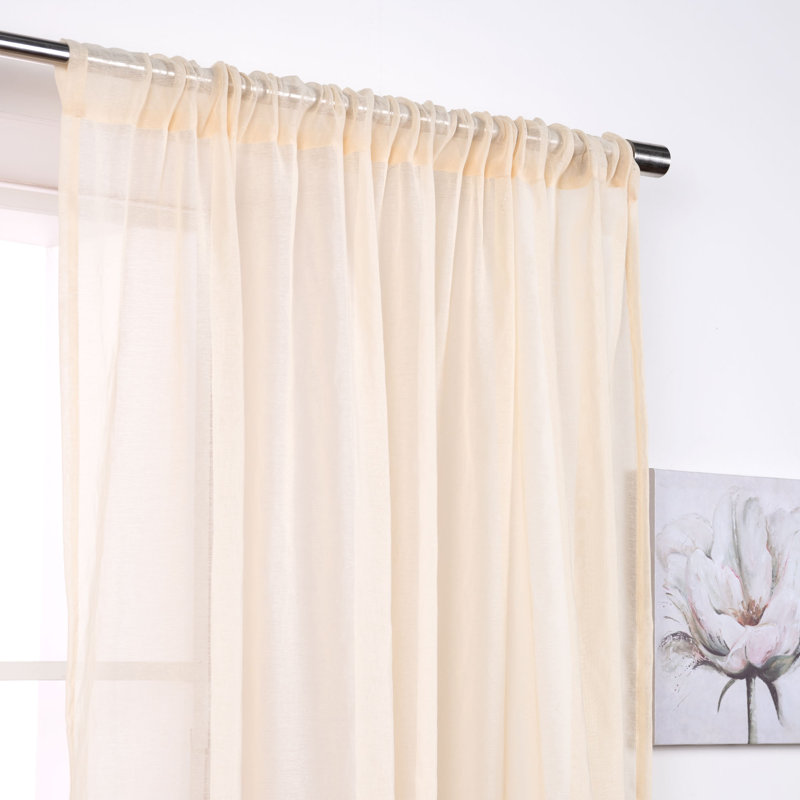 Paire de rideaux transparents avec passe-tringle Walton, Beige, L 52 po x L 96 po