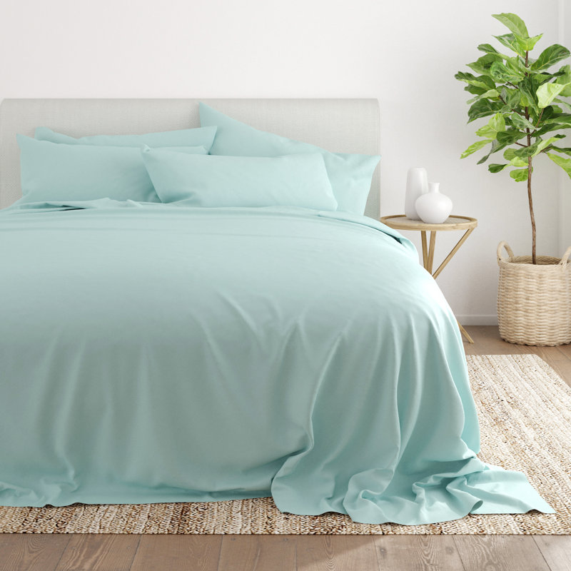 Ultra-Soft Double Brushed 6 Piece Sheet Set – Deep Pocket, Wrinkle Resistant, Fade Resistant Bedding, Aqua