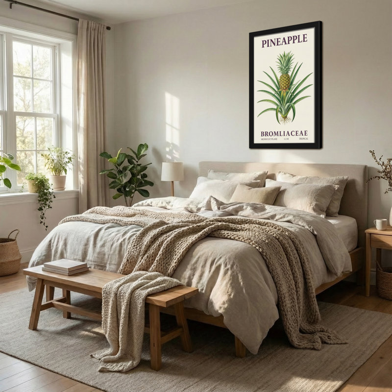 Plantes et fleurs, ananas, botanique, illustration, conception de fruits tropicaux, H 18 po x l 12 po