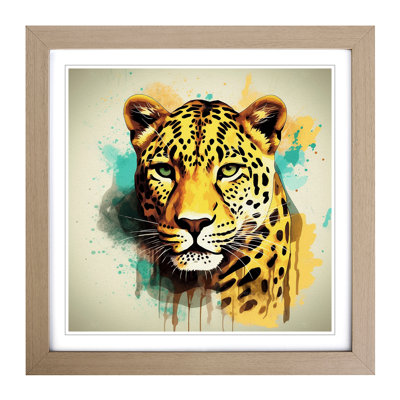 Leopard Retro Art No.3 - Single Picture Frame Print on Wood