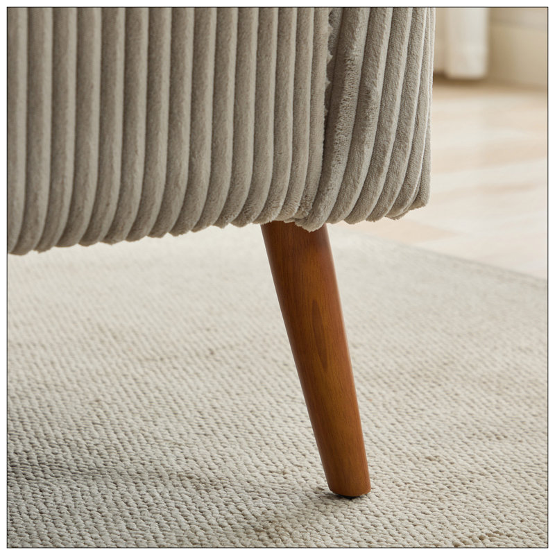 Canapé-lit moderne 50,78 po, canapé 2 places rembourré en tissu de velours côtelé, causeuse avec pieds en bois de noyer pour petite chambre de studio studio, gris