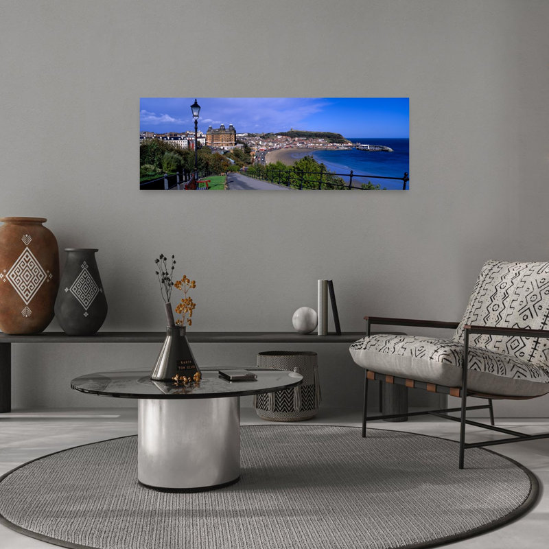 High Angle View Of A City Scarborough North Yorkshire England United Kingdom by Mark Denton - Wrapped Canvas Panoramic Print