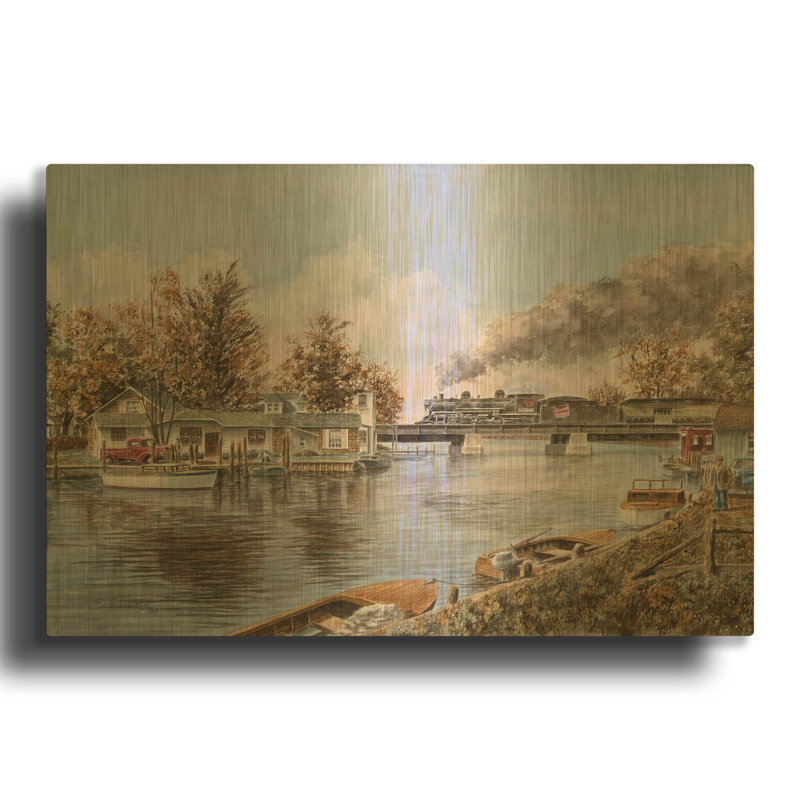 «Belle River, Ontario» par Stanton Manolakas, art mural en métal doré, 16 po x 12 po, 24"x16"