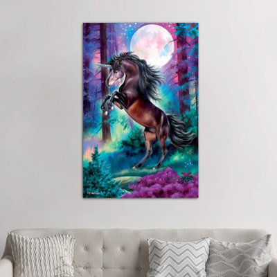 Black Unicorn 1 Piece Wrapped Canvas Wall Art