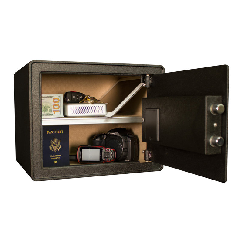 Black Steel Biometric Security Safe with Keypad Lock