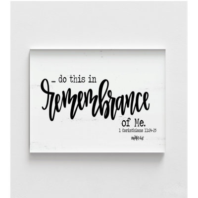 Remembrance, 1 Corinthians 11:24-25 Bible Verse Porter Print, Biblical Corinthians Poster Print, Large Biblical Wall Art Poster
