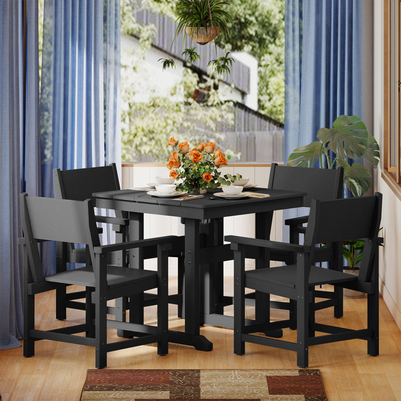 Ensemble de 4 chaises d'extérieur pour 4 personnes (ensemble de 4), 4, Noir