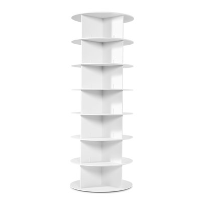 Étagère à chaussures à 7 niveaux à 360 degrés, présentoir à carrousel pour le salon, pouvant contenir 28 paires de chaussures, hauteur intérieure de 21 cm, construction et non, entrée de rangement blanche stable, paires, longue