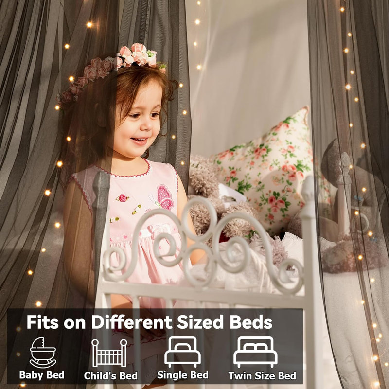 Auvent de lit avec lumières, auvent de lit avec étoiles lumineuses, rideaux de lit à baldaquin pour lit simple à très grand