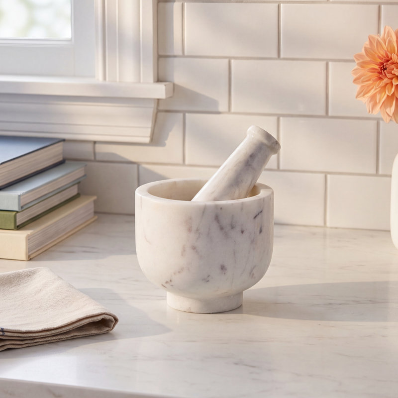 White Marble Mortar and Pestle
