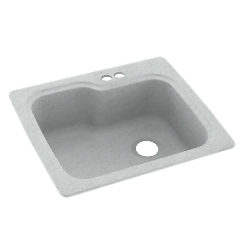 25'' L Mounting / Installation Required Single Bowl Solid Surface Kitchen Sink, 2 Hole 2B, Gray