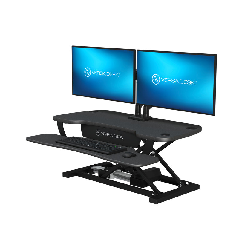 Convertisseur de bureau électrique debout 40 "avec bouton-poussoir VersaDesk PowerPro, Noir / Noir