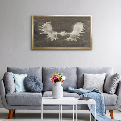 Rustic Moose Mount II - Toile encadrée de qualité supérieure - prête à être accrochée