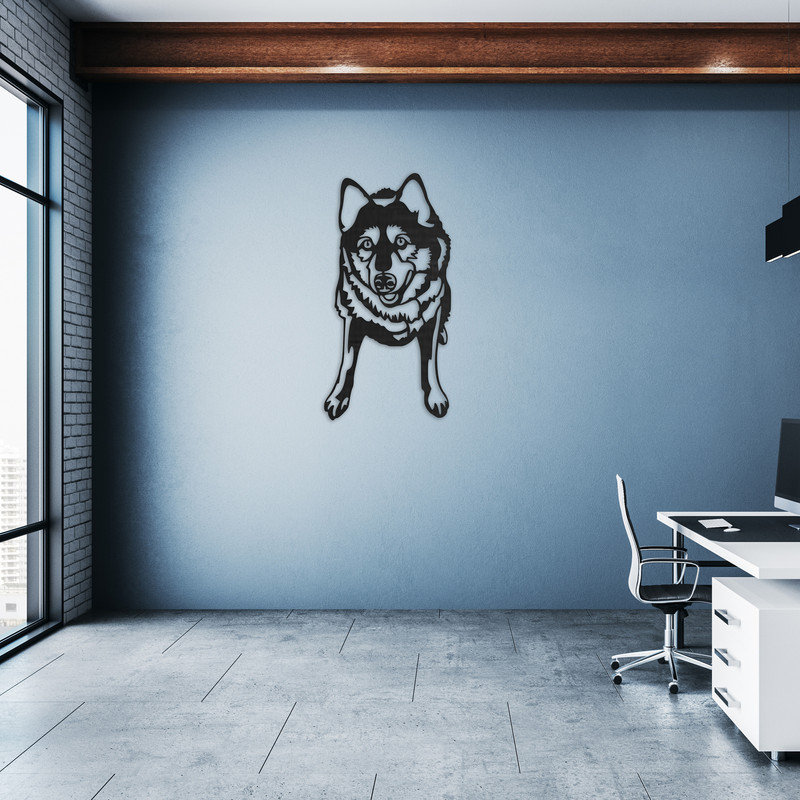 Art mural abstrait d'un chien - ACM, Noir, H 32 po x l 16,4 po x P 0,25 po