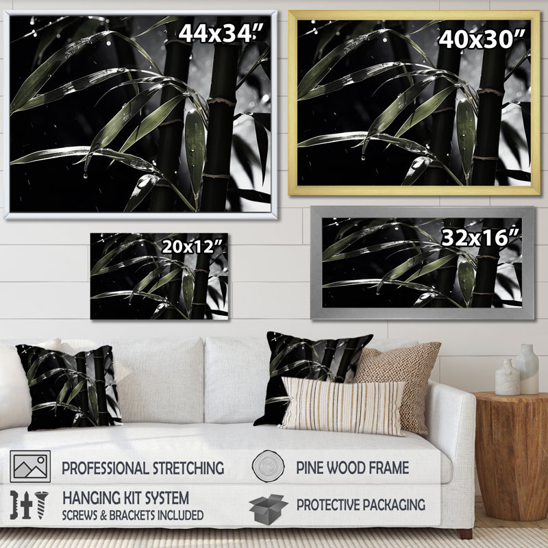 «I», impression sur toile de bambou noir et blanc_106576, H 24 po x l 32 po x P 1 po, Toile tendue