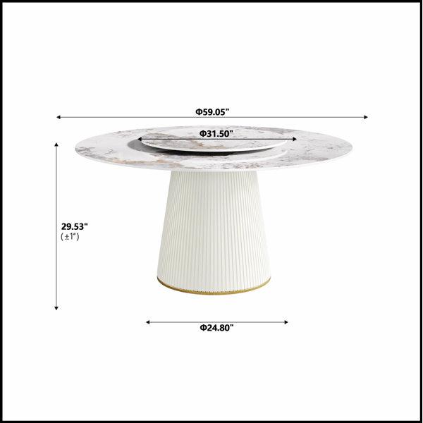 Everly Quinn Modern White Artificial Stone Round Dining Table with Base ...