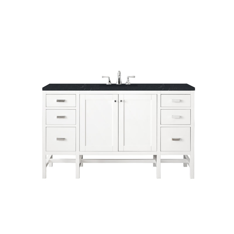 Addison 60'' W Single Vanity, Charcoal Soapstone, Glossy White, 8" Widespread