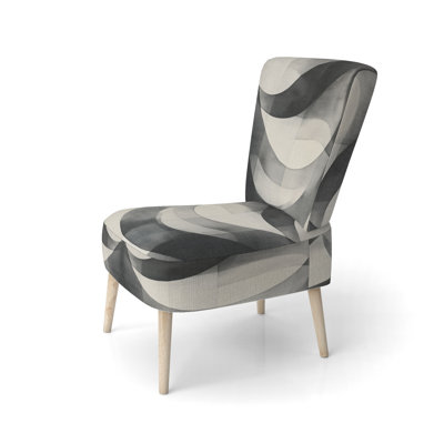 Abstract Shapes Accent Chair - Geometry Black And White Minimal Curves I Side Chair