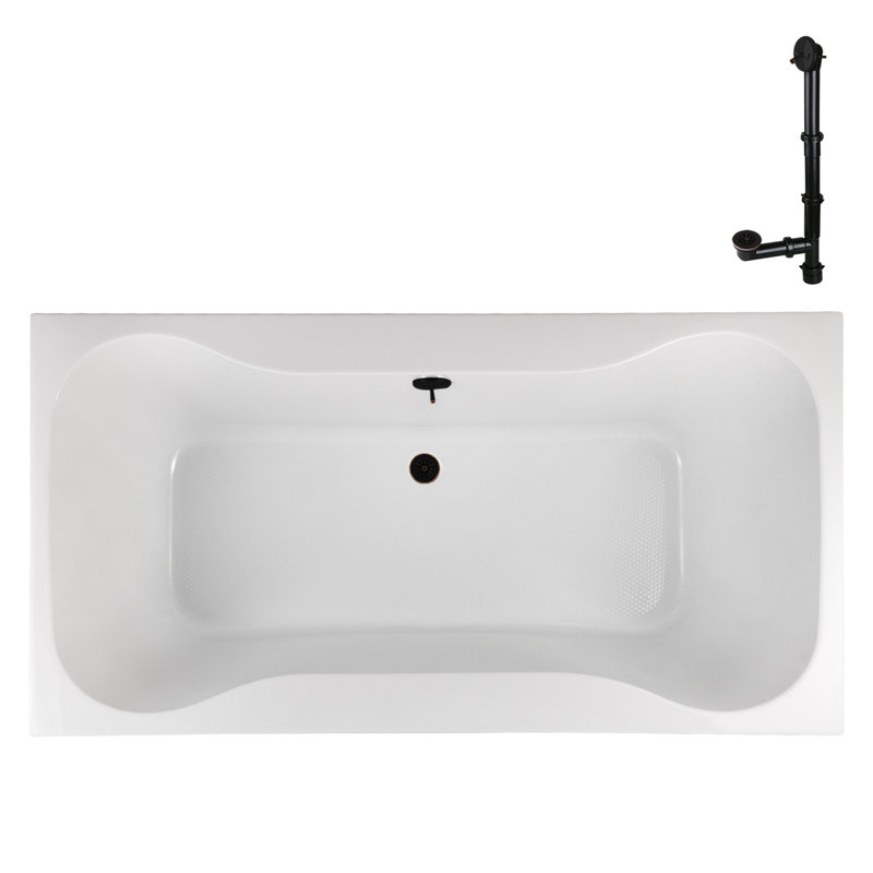 66'' x 34'' Acrylic Soaking Drop-In Bathtub, Drain Included, Matte Oil Rubbed Bronze