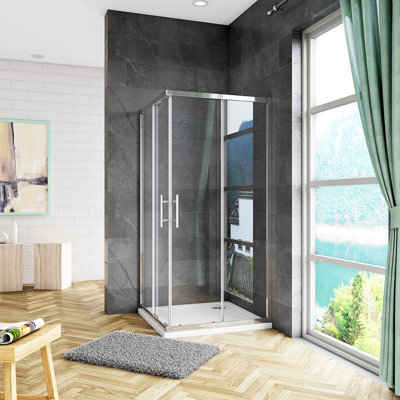Adelene 700x700x1850mm Chrome Corner Entry Shower Enclosure