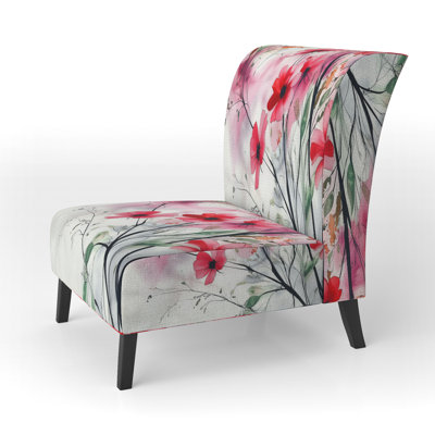 Abstract Flowers - Traditional Upholstered Slipper Chair