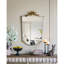 Miroir mural arqué 24 x 1,6 x 37,4 po avec cadre ivoire délavé et couronne florale
