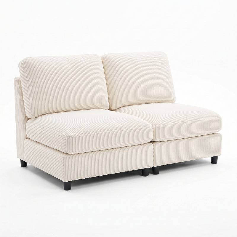Ensemble de siège central sans accoudoirs 2 pièces | Extension pour canapé modulaire modulaire, Beige