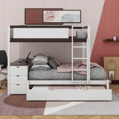 Jeannina Full-Over-Full Bunk Bed with Twin size Trundle, Storage and Desk -  Harriet Bee, 0E132696AAB64BDF8336A37DB931846A