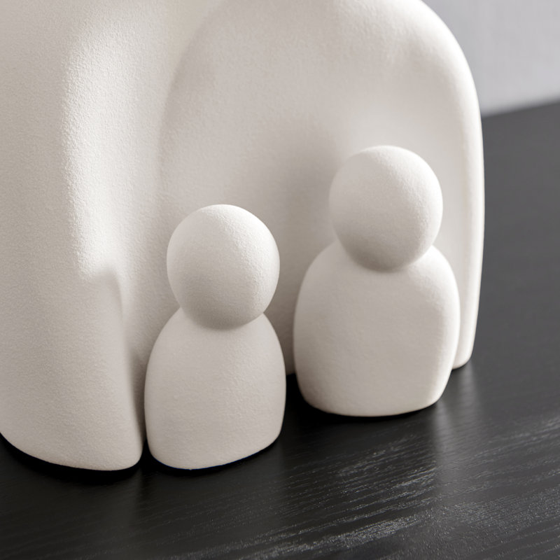 Cream Ceramic Abstract Family Sculpture Set, 10" Tall
