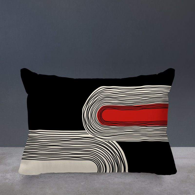 Cassie Abstract Outdoor Reversible Throw Pillow, Red, 14"H x 20"W